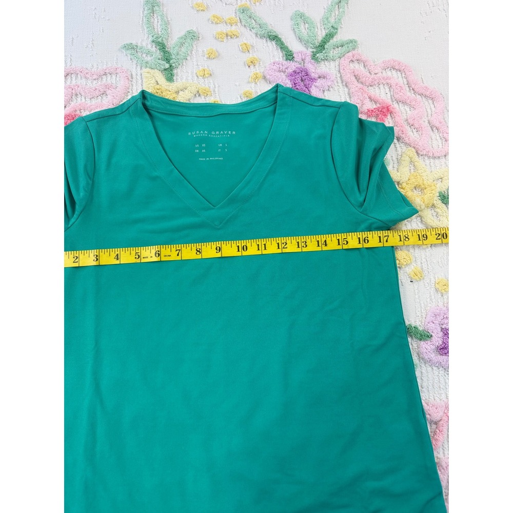 Susan Graver Modern Essentials Teal V-Neck‎ Liquid Knit Tee Shirt XS - Picture 4 of 9